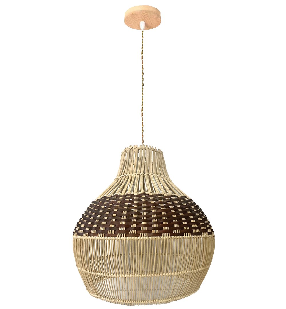 Lúminaria Pendente Rattan de Palha Nova Guine Detalhes